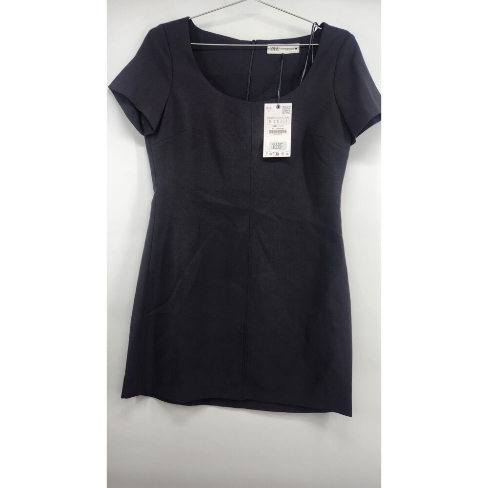 ZARA Women's Small Black Round Neck Short Sleeve T-Shirt Top NWT